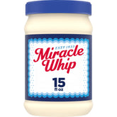 Miracle Whip Original dressing jar front showing tangy appeal for sandwiches.