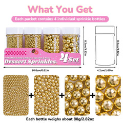 Miss Doozy Gold Pearl Sprinkles 10mm create statement toppers for desserts.