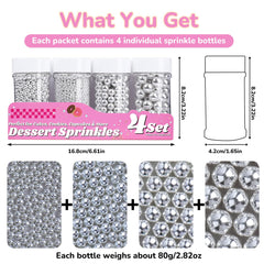 Miss Doozy Silver Pearl Sprinkles 10mm pearls create bold cupcake accents