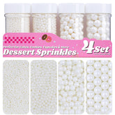 Miss Doozy White Pearl Sprinkles 2mm jar for precise cake detailing and refined sparkle.