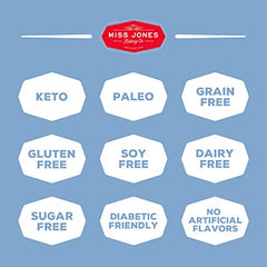 Miss Jones Baking Keto Blueberry Muffin Mix ingredients laid out for quick prep