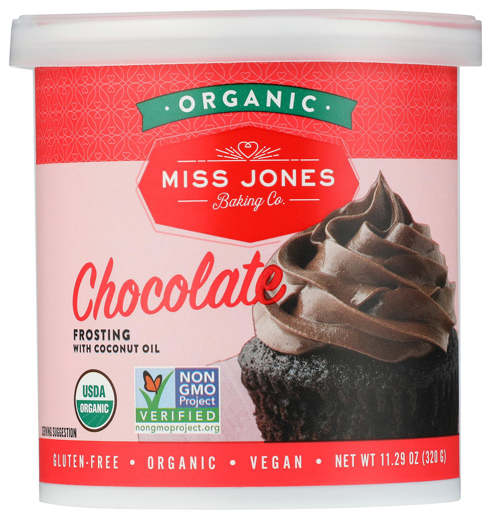 Miss Jones Baking Organic Buttercream Frosting pack—smooth, easy icing for cakes.