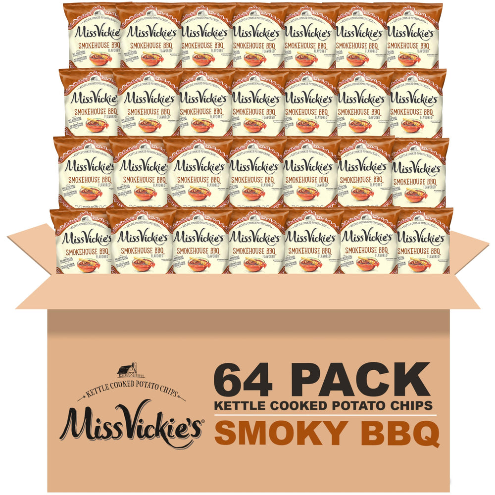 Miss Vickie's Smokehouse BBQ kettle chips front bag showing bold flavor.