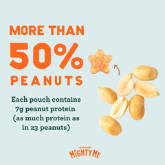 Mission Mighty Me Nutty Puffs ingredients close-up shows organic peanuts and sorghum.