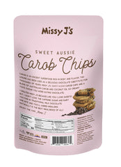 Missy J's Carob Chips melting on a baking surface, vegan and gluten-free.