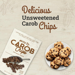 Missy J's vegan gluten-free carob chips pack signals allergy-friendly snacking