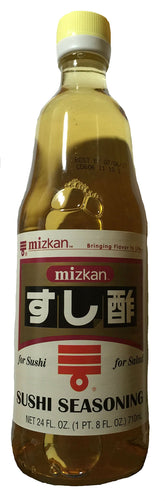Mizkan Vinegar Sushi Seasoning bottle front view for authentic flavor boosting.