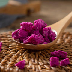 Mkostlich dragon fruit cubes showcase crispy texture and light fruit sweetness.