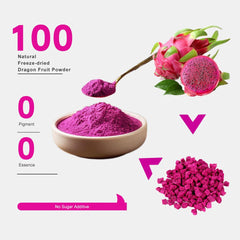 Mkostlich pink pitaya powder adds visual appeal to desserts and yogurt.