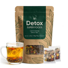MKSUVGQ Liver & Kidney Detox Tea packaging with individually wrapped bags for freshness