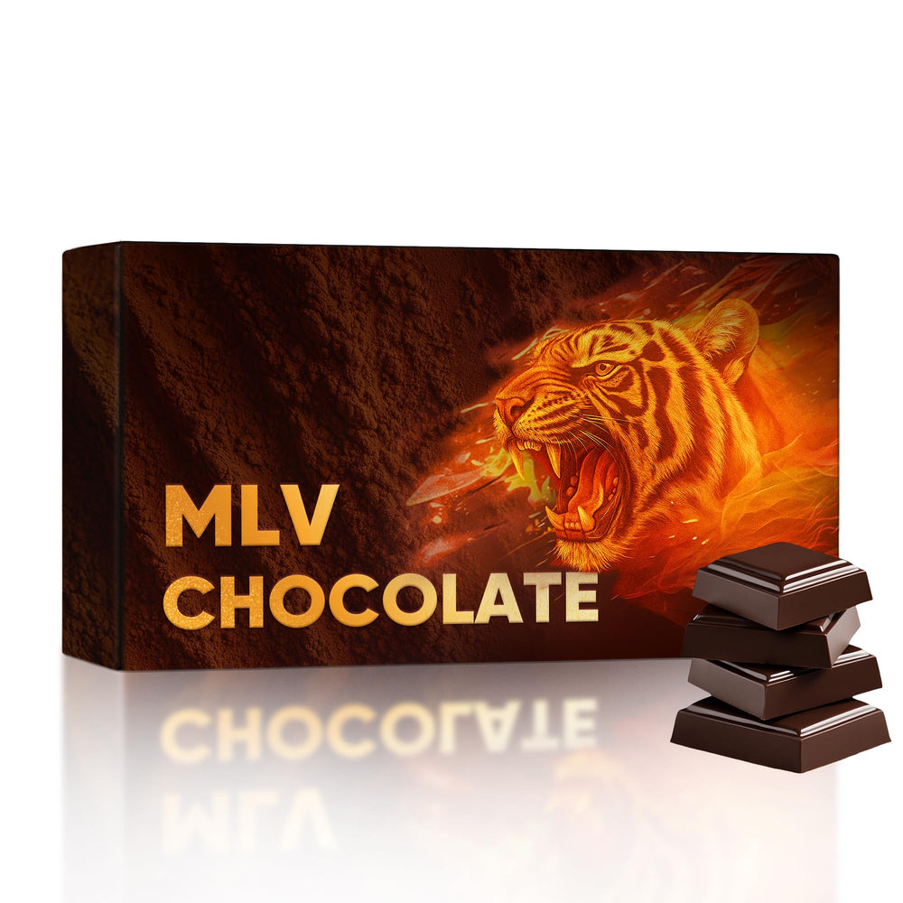 MLV Chocolate bar with botanical infusion and cocoa polyphenols for daily balance.