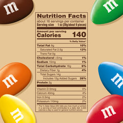 Close-up of M&M'S Almonds in colorful candy shells.
