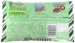 M&M's Mint Chocolate holiday colors closeup highlighting mint flavor.