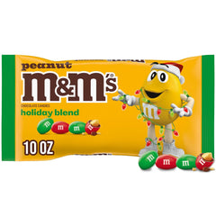 M&M'S Peanut Milk Chocolate Christmas Candy with festive red and green shells