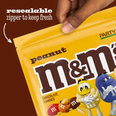 M&M'S Peanut Milk Chocolate close-up showing the peanut center and vibrant shell.