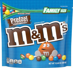 M&M's Pretzel Chocolate Candy close-up, ideal for snacks, gifts, and baking.