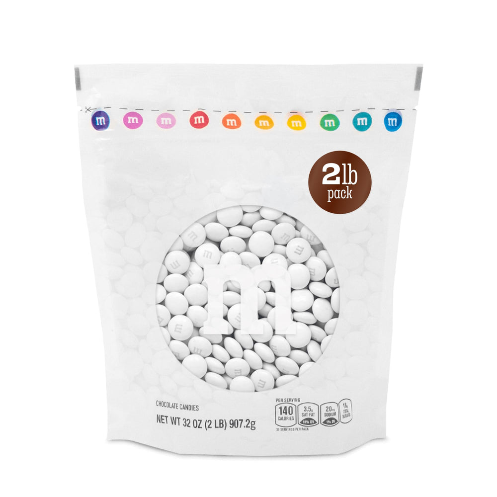 M&M'S WORLD white milk chocolate candy bags for party favors and dessert tables.