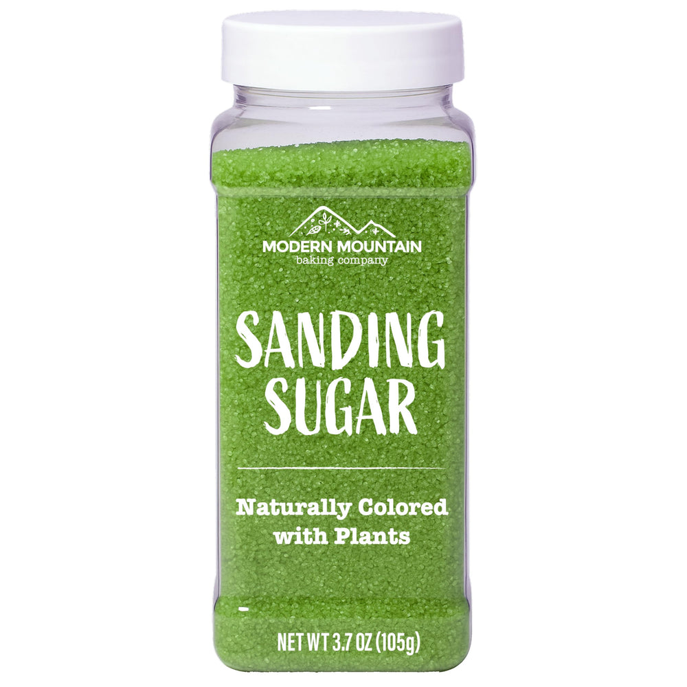 MODERN MOUNTAIN Green Sanding Sugar decorates cookies with plant-powered color and sparkle