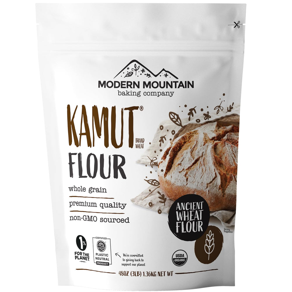 Modern Mountain Kamut Flour 3lb bag ready for wholesome whole grain baking.