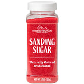 MODERN MOUNTAIN Red Sanding Sugar bottle shows plant-based color for festive cookies