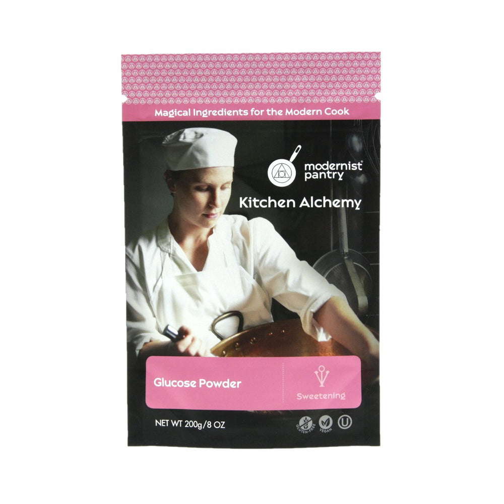 Modernist Pantry Pure Glucose Powder bottle shows a versatile sugar booster for baking.