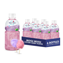 Mogu Mogu cotton candy drink with nata de coco pearls for a fun chewy texture.