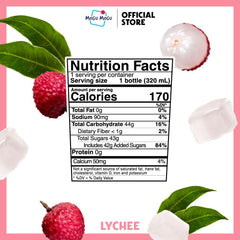 Mogu Mogu nata de coco closeup highlights coconut jelly texture in lychee juice.