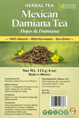 Momary Nutrition Damiana Tea cup presentation with earthy, smooth flavor cues.
