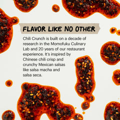 Momofuku Chili Crunch spoon-dip shot showing glossy oil and crisp bits ideal for dipping.
