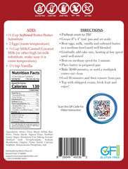 Mom's Place gluten-free pound cake mix ingredients closeup highlights safe, nut-free recipe options.