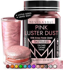 MONÉGASQUE pink edible glitter for drinks adds sparkling color to beverages.