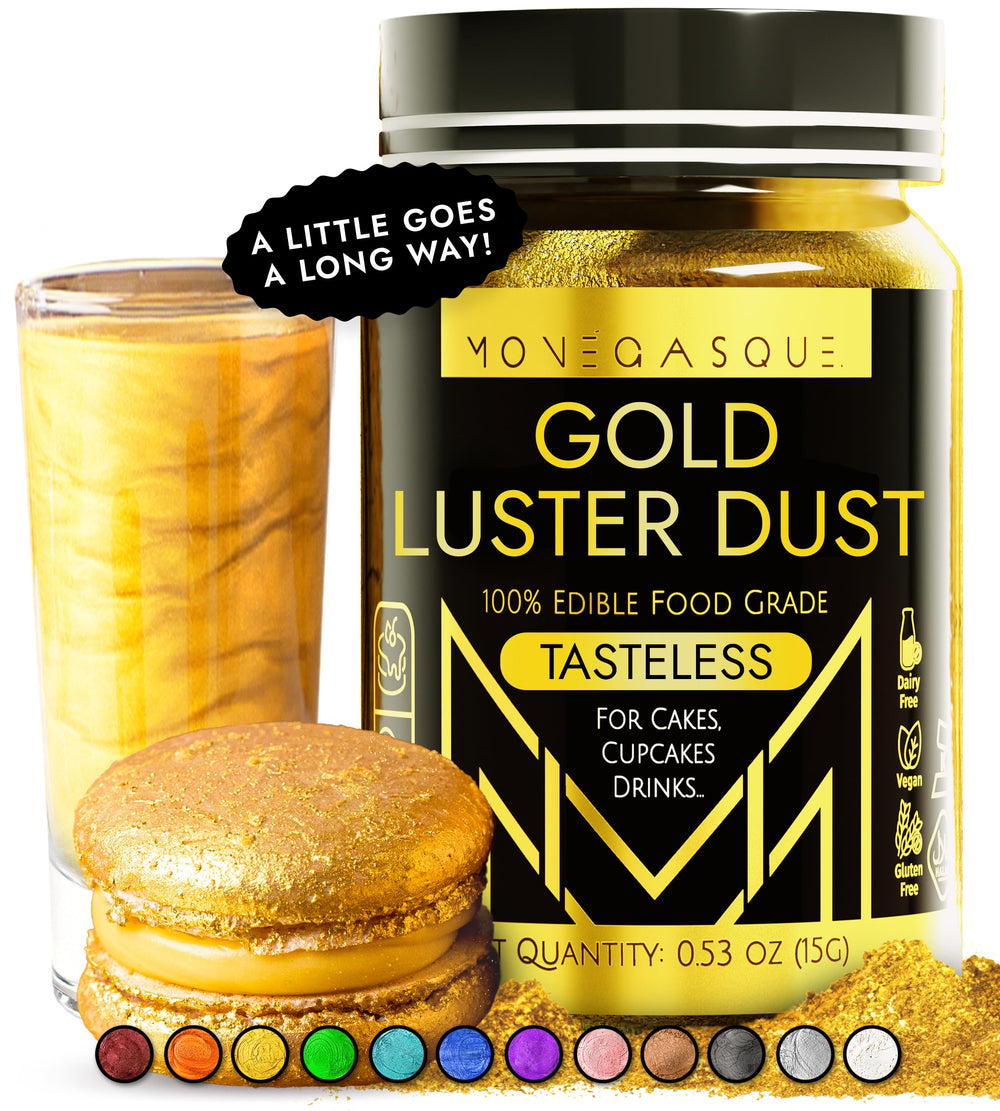 MONÉGASQUE gold edible glitter for drinks adds a sparkling pour to cocktails.
