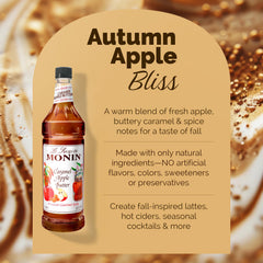 Monin Caramel Apple Butter Syrup latte focus boosts seasonal coffee flavor