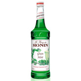 Monin Green Mint Syrup bottle front with vivid color for refreshing drinks