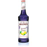 Monin Lavender Lemon Syrup bottle showcasing lavender and citrus flavor for cocktails and coffee