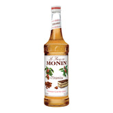Monin Tiramisu Syrup bottle enhances coffee drinks and dessert flavors.