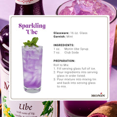 Monin Ube Blend Syrup adds color to lemonade for vibrant visuals.