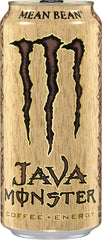 Pouring Java Monster Mean Bean into a cup reveals creamy vanilla finish