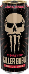 Close up of Monster Energy Killer Brew label and branding.