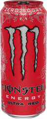 Monster Energy Ultra Red label graphic highlighting bold branding and sugar-free energy.