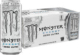 Monster Energy Zero Ultra can with white design highlighting zero sugar energy