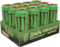 Monster Java Irish Creme pour-action showing smooth, non-carbonated coffee experience
