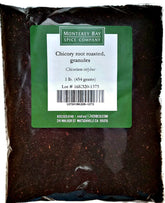 MONTEREY BAY HERB CO roasted chicory root bag for bold, caffeine-free beverages.