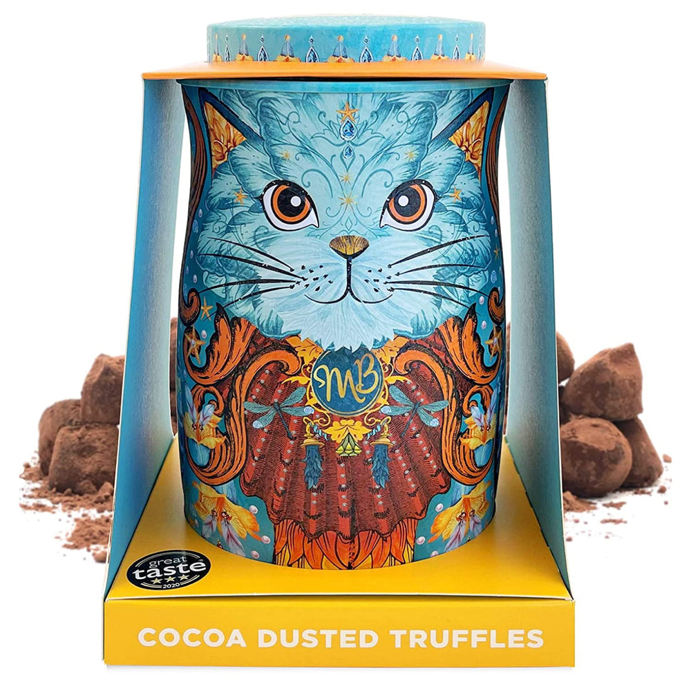 Monty Bojangles Spirit Blue Cat Tin with decorative packaging, ideal for gifting.