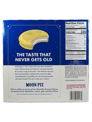 Moon Pie original marshmallow sandwich with banana coating, ideal lunchbox treat.