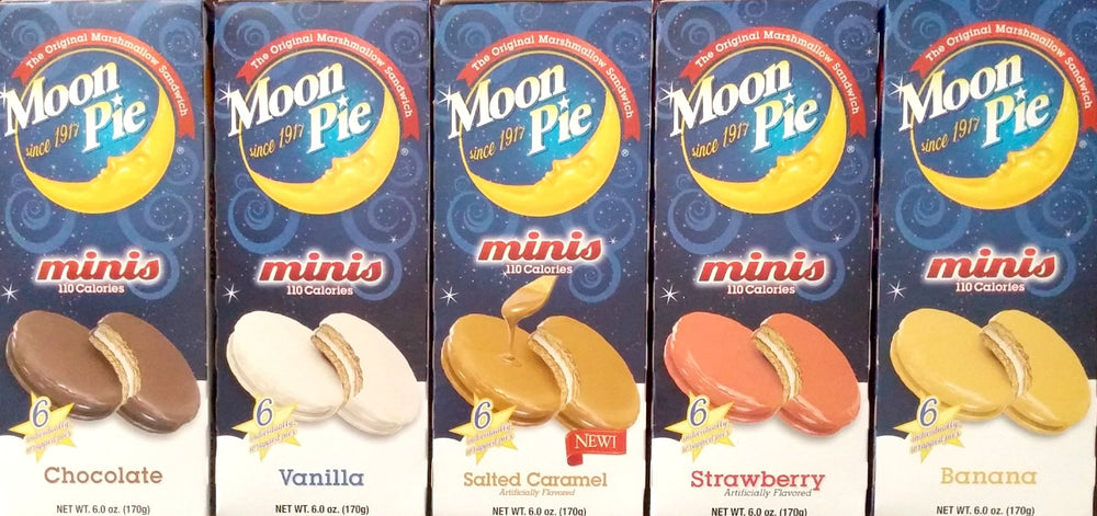Moon Pie Minis variety pack on a plate, ideal for quick snacking and sharing.