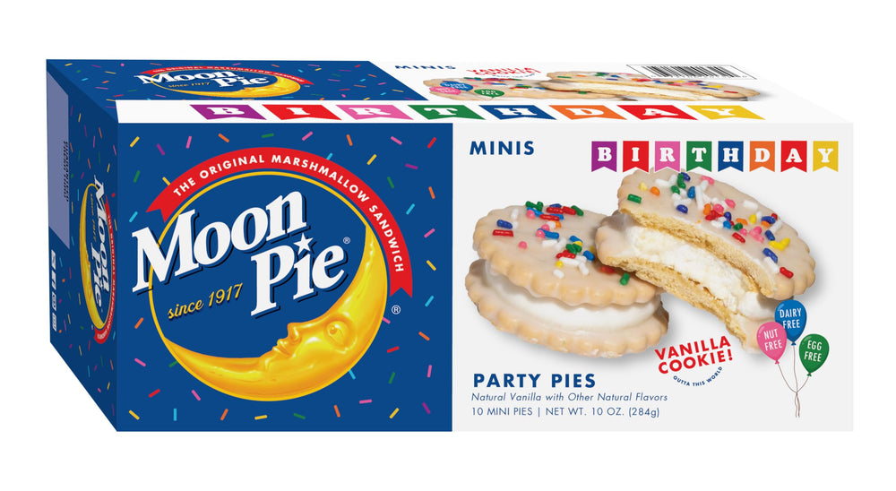 MoonPie Birthday Mini Pies boxed display for celebrations.