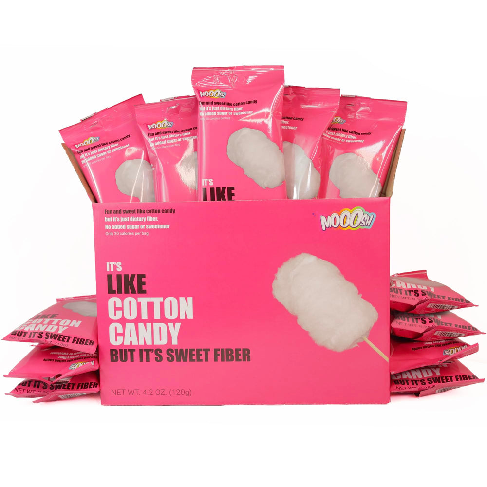 mooosh gluten-free cotton candy snack front packaging for quick cravings