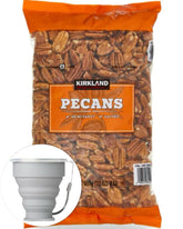 MORALZA Kirkland pecan halves in a 2 lb bag ready for snacking and baking.