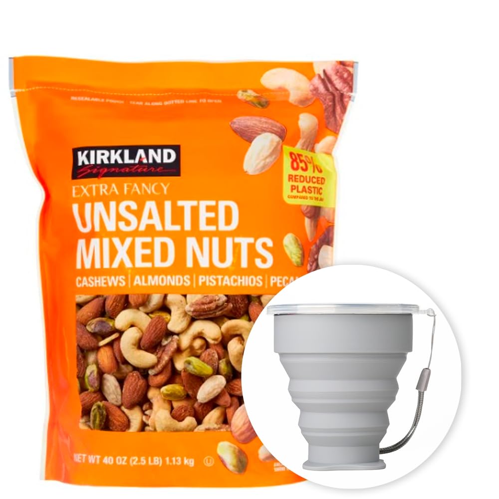 MORALZA Kirkland unsalted mixed nuts 40oz bundle for on-the-go snacking.